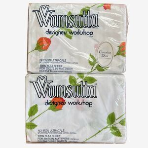 VTG Wamsutta Christian Dior Red Rose Twin Flat Sheet sealed set of 2 sealed